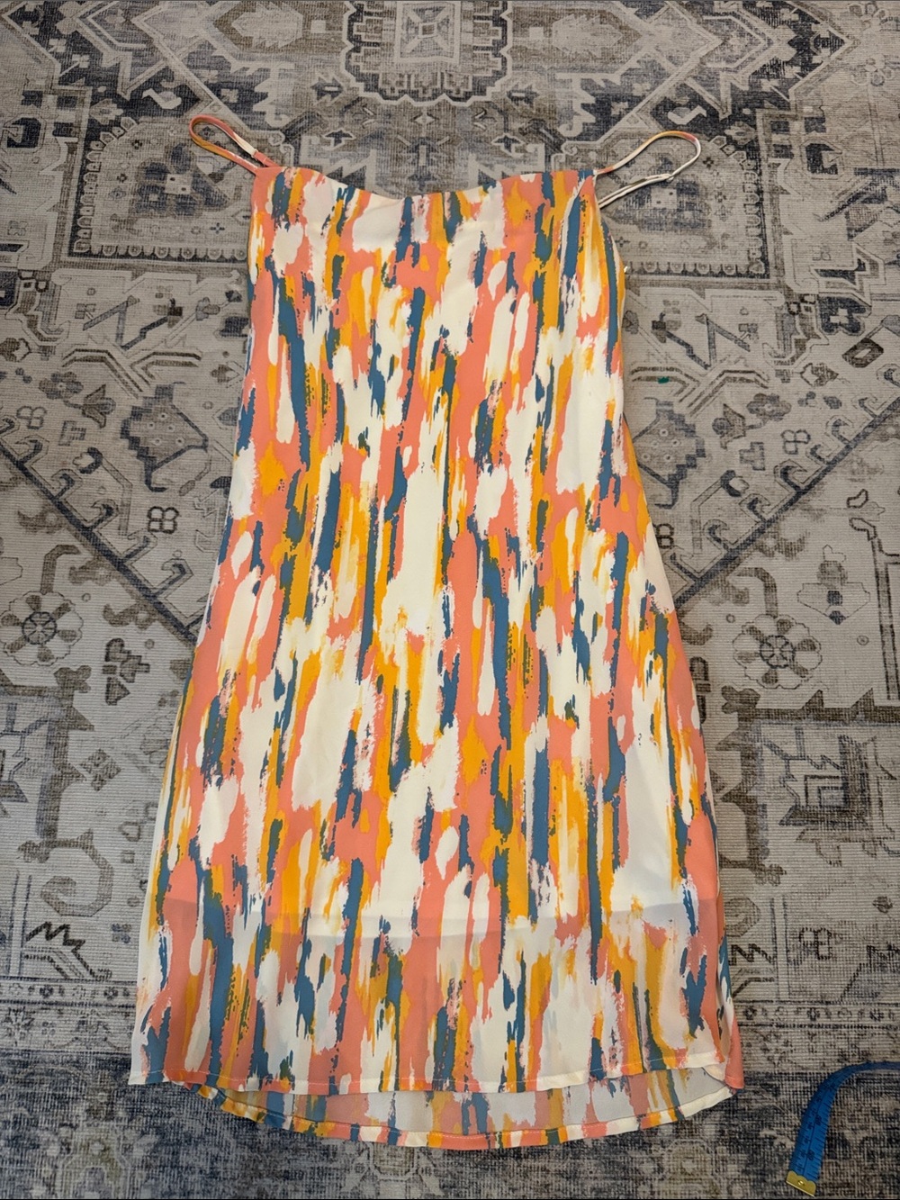Abstract Brushstroke Print Spaghetti Strap Dress Small–Medium
